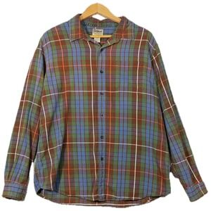 L.L.Bean Plaid Flannel Button Up Shirt Mens L Traditional Fit Outdoor Workwear
